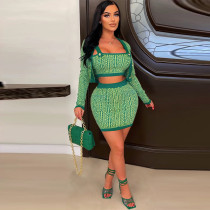 Fashion Vest+Long Sleeve Cardigan+Skirts 3 Piece Set YF-10293