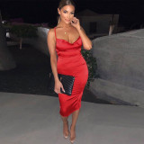 Solid Sexy Backless Midi Dress BLG-0627
