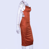 Solid Sexy Backless Midi Dress BLG-0627