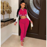Casual Sports Long Sleeve Pants Baseball 2 Piece Set WSM-5335
