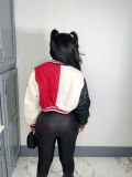 Fashion Print Rib Patchwork Baseball Jacket NYF-8123
