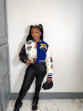 Fashion Print Rib Patchwork Baseball Jacket NYF-8123