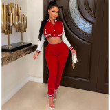 Casual Sports Long Sleeve Pants Baseball 2 Piece Set WSM-5335