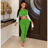 Casual Sports Long Sleeve Pants Baseball 2 Piece Set WSM-5335