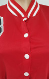 Letter Print Color Block Splicing Baseball Casual Sports Two Piece Set WSYF-59150
