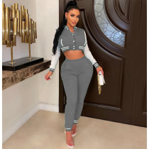 Casual Sports Long Sleeve Pants Baseball 2 Piece Set WSM-5335