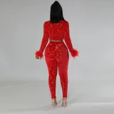 Fashion Long Sleeve Short Tops And Pencil Pant 2 Piece Set CYA-900174