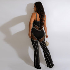 Sexy Deep V Neck Hot Drilling Sling Jumpsuit NY-2572