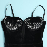 Plus Size Sexy Sling Hot Drilling Tassel Split Dress NY-2580