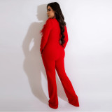 Fashion Deep V Feather Splicing Neck Wide Leg Jumpsuit CYA-900151