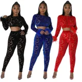Fashion Long Sleeve Short Tops And Pencil Pant 2 Piece Set CYA-900174