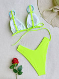 Sexy Bikinis Solid Color Bandage Two Piece Swimsuit CASF-6498