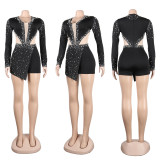 Sexy See Through Splicing Hot Drilling Romper NY-2582