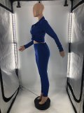 Solid Color Long Sleeve Shirt And Pencil Pant Two Piece Sets LP-66509