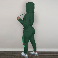 Fashion Solid Hoodies And Ruffles Splicing Pant Two Piece Set LP-66510