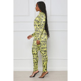 Casual Letter Print Zipper Jumpsuit ASL-6617