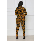 Casual Letter Print Zipper Jumpsuit ASL-6617