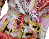 Long Sleeve Printed Pleated Skirt Suit(without chain) YF-9947