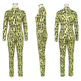 Casual Letter Print Zipper Jumpsuit ASL-6617