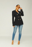 Solid Color Double-Breasted Slim Blazer Coat XMY-9395