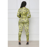 Casual Letter Print Zipper Jumpsuit ASL-6617