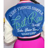 Fashion Print Rib Splicing Baseball Jacket YNSF-1866