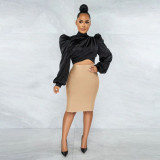 Solid Pullover Color Puff Sleeve Top YF-10304