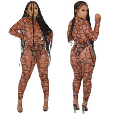 Printed Sexy Long Sleeve Jumpsuit YF-9964