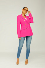 Solid Color Double-Breasted Slim Blazer Coat XMY-9395