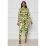 Casual Letter Print Zipper Jumpsuit ASL-6617