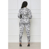 Casual Letter Print Zipper Jumpsuit ASL-6617