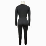 Sexy Cross Hollow Out Solid Jumpsuit (without chain) YF-9963