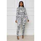 Casual Letter Print Zipper Jumpsuit ASL-6617