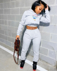 Casual Hooded Print Sweathirts And Sport Pant Two Piece Set CXLF-8088