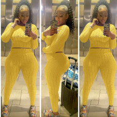 Casual Yoga O Neck Sweatshirt Sports Two Piece Pants Set SH-390429