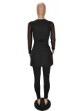 Mesh Splicing See Through Tops And Tight Pant Two Piece Set NM-8531