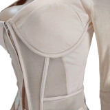 Mesh Splicing See Through Tops And Tight Pant Two Piece Set NM-8531