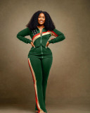 Casual Sport Zipper Coat And Straight Pant Two Piece Set WAF-77495236