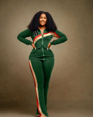 Casual Sport Zipper Coat And Straight Pant Two Piece Set WAF-77495236