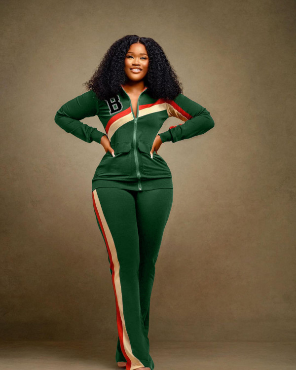Casual Sport Zipper Coat And Straight Pant Two Piece Set WAF-77495236