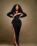 Casual Sport Zipper Coat And Straight Pant Two Piece Set WAF-77495236