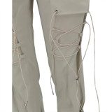 Casual Solid Color Bandage TrousersTK-6263