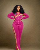 Casual Sport Zipper Coat And Straight Pant Two Piece Set WAF-77495236