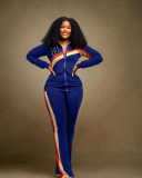Casual Sport Zipper Coat And Straight Pant Two Piece Set WAF-77495236