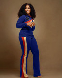 Casual Sport Zipper Coat And Straight Pant Two Piece Set WAF-77495236