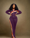 Casual Sport Zipper Coat And Straight Pant Two Piece Set WAF-77495236