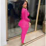 Mesh Splicing See Through Tops And Tight Pant Two Piece Set NM-8531