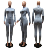 Solid Color Casual Sports Bodysuit And Tight Pant Two Piece Sets CM-8641