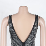 Plus Size Sexy Hot Drilling Perspective Sleeveless Irregular Dress NY-2526
