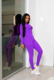 Solid Color Casual Sports Bodysuit And Tight Pant Two Piece Sets CM-8641